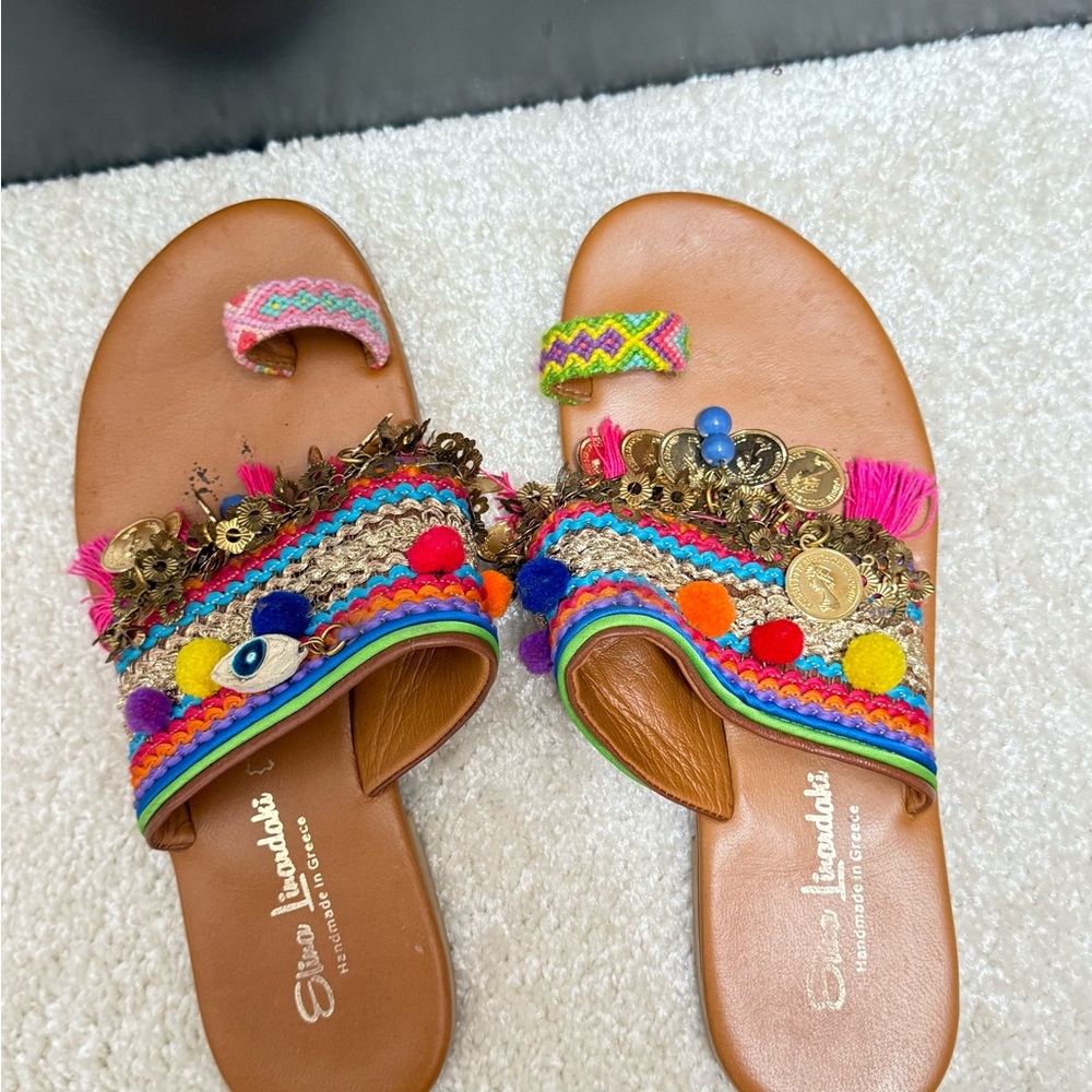 Colorful Embellished Sandals by Elina Linardaki